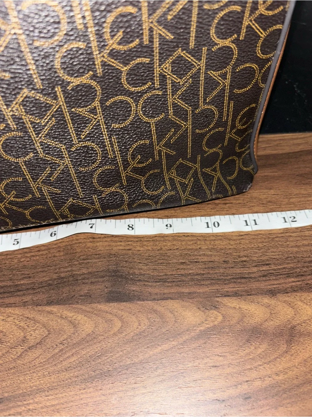 🥥Calvin Klein Brown Monogram Satchel with Tan Trim